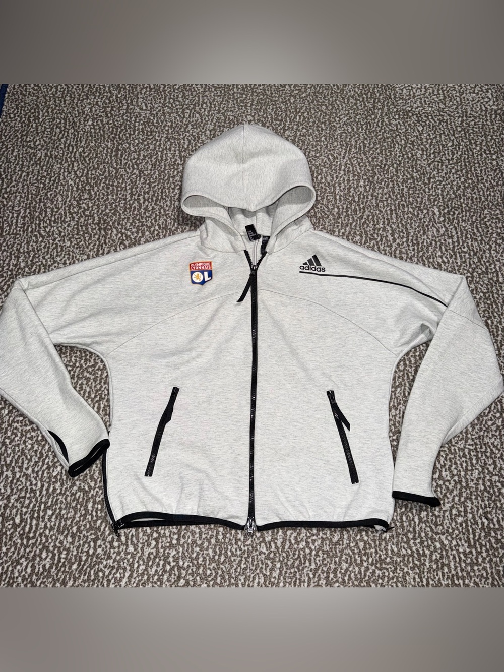 Adidas MLight Gray Full-Zip Hoodie Jacket